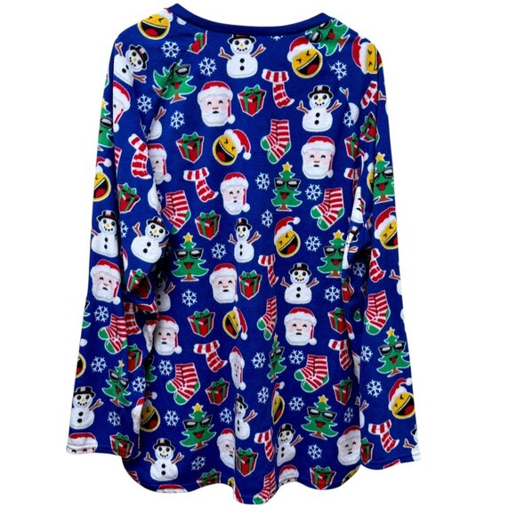 NEW Christmas Fleece Top XXL Unisex Blue Holiday Santa Long Sleeve Pullover - Picture 4 of 8